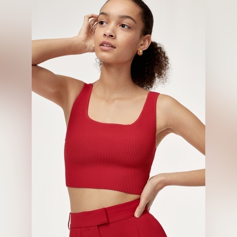 Aritzia Babaton Sculpt Knit Squareneck Cropped Tank